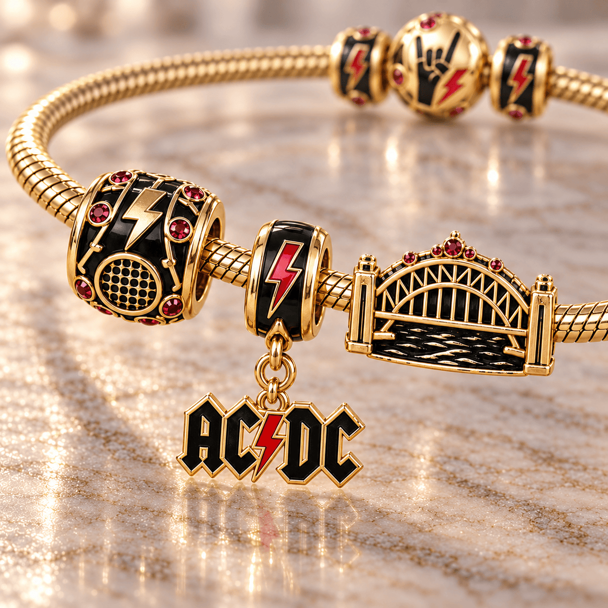 ACD Gold Charm Bracelet Set HQH